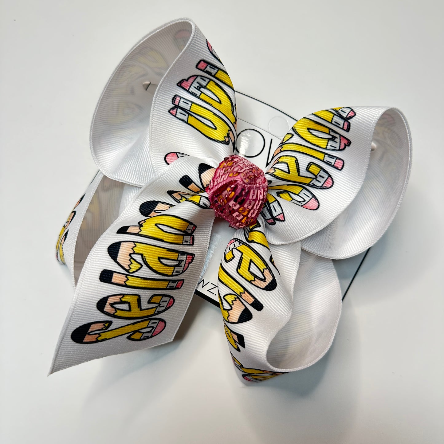 School Pencil Custom Personalized Name Tee and Matching Hair bow Combo ~ Super cute for school time~  Exclusive iBOWZ design