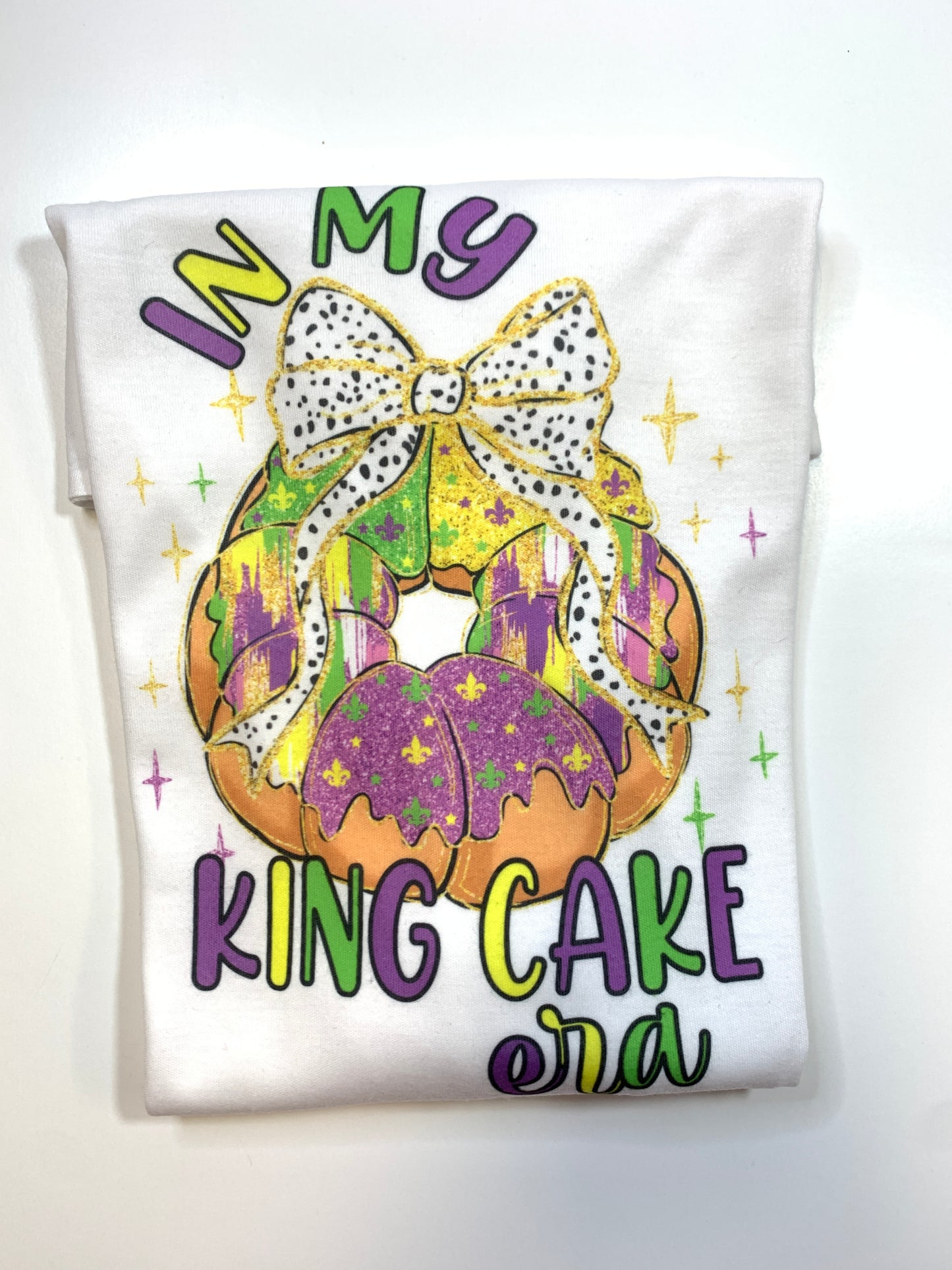 Mardi Gras " In my King Cake Era"  Tee Shirt  & Matching Hair bow  ~Choose Combo, Bow Only or Tee Shirt Only