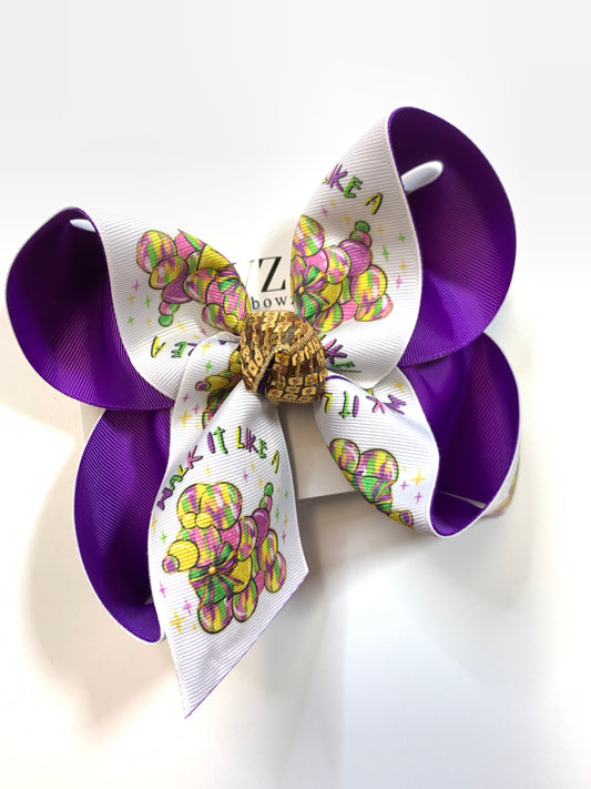 Mardi Gras " Bead Poodle Dog  "  Tee Shirt  & Matching Hair bow  ~Choose Combo, Bow Only or Tee Shirt Only