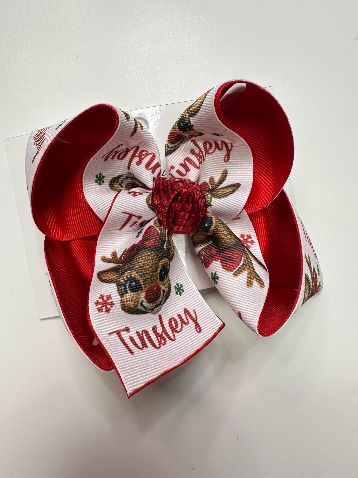 Personalized Crochet Girly Reindeer Christmas Design HairBow & T-shirt ~  Limited Time Only