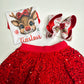 Vintage Personalized Coquette Bow with Girls Name &  Cute Christmas Decor Design HairBow & T-shirt ~  Limited Time Only