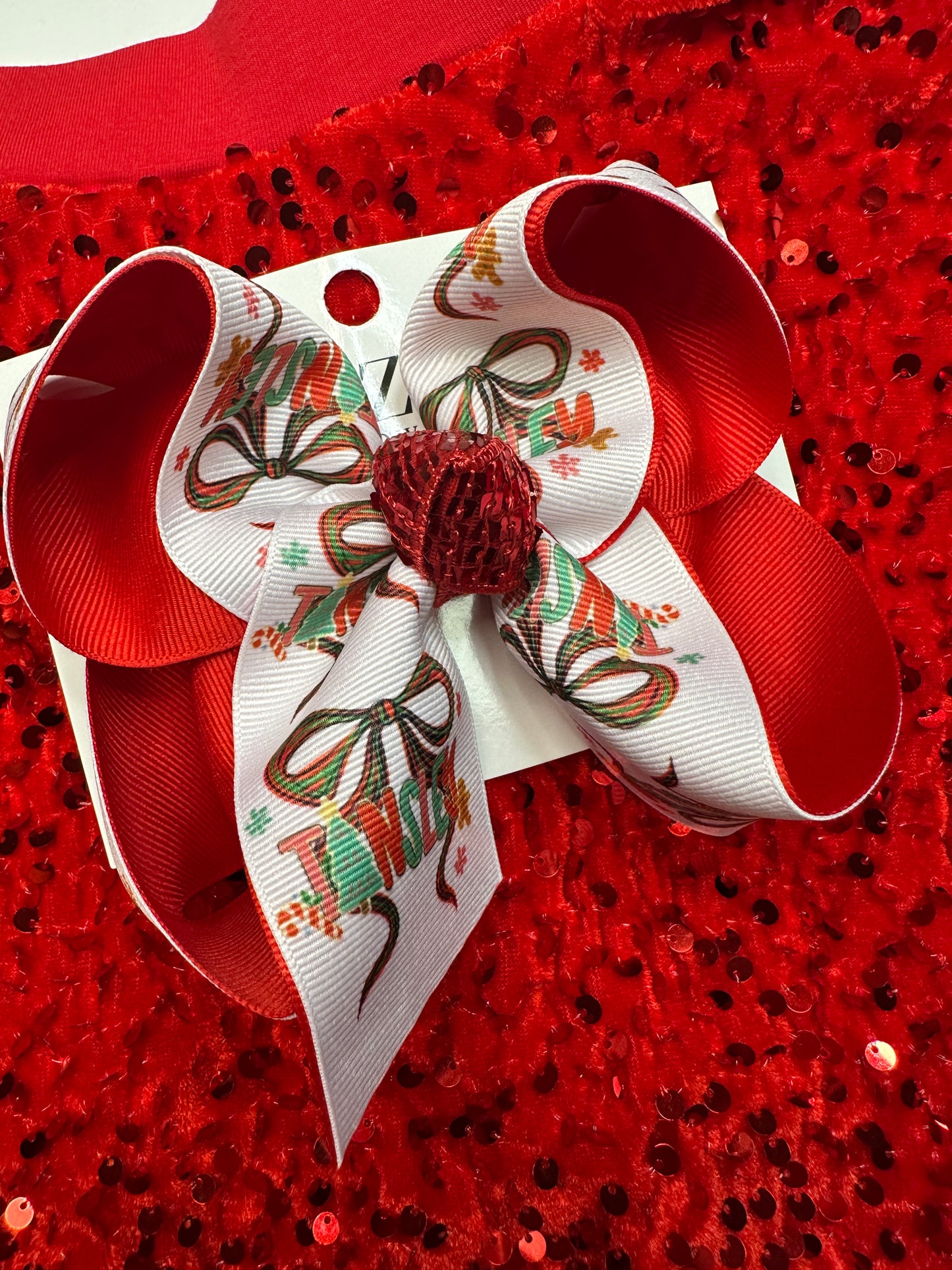 Vintage Personalized Coquette Bow with Girls Name &  Cute Christmas Decor Design HairBow & T-shirt ~  Limited Time Only