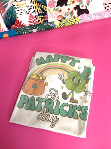 Happy St. Patricks Day Vintage Graphic Shirts - Sand Color Shirt - Choose T-shirt or Sweatshirt ~ Ships in 3-5 days ~ Custom Made~ please read descriptions before ordering