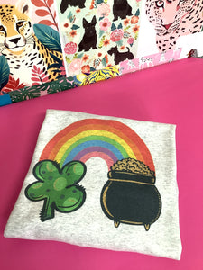 Rainbow & Pot of Gold - St. Patricks Day Vintage Graphic Shirts - ASH  Color Shirt - Choose T-shirt or Sweatshirt ~ Ships in 3-5 days ~ Custom Made~ please read descriptions before ordering