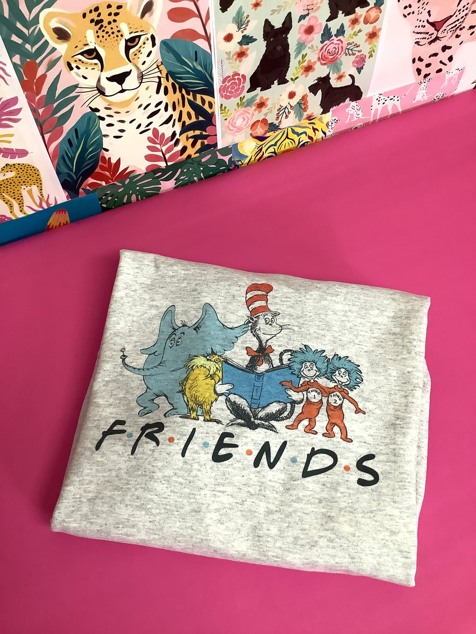 Dr Seuss Friends  - National Reading Week ~ Vintage Graphic Shirts -Ash Color Shirt - Choose T-shirt or Sweatshirt ~ Ships in 3-5 days ~ Custom Made~ please read descriptions before ordering