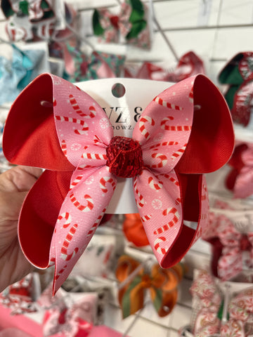 Candy Cane Christmas Hairbow - Double layer Fun Bow - Hairbows