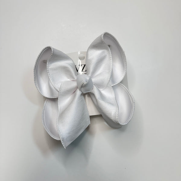 Satin White Bow Perfect for all Occasions  - Double layer Fun Bow - Hairbows