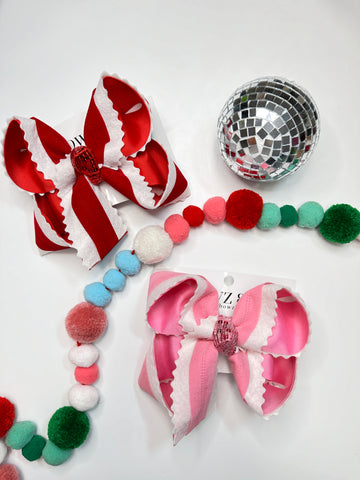 New Christmas Felt Scalloped Fun Bows  ~  Choose Red or Pink or Both ~ Preorder for a Limited Time Only