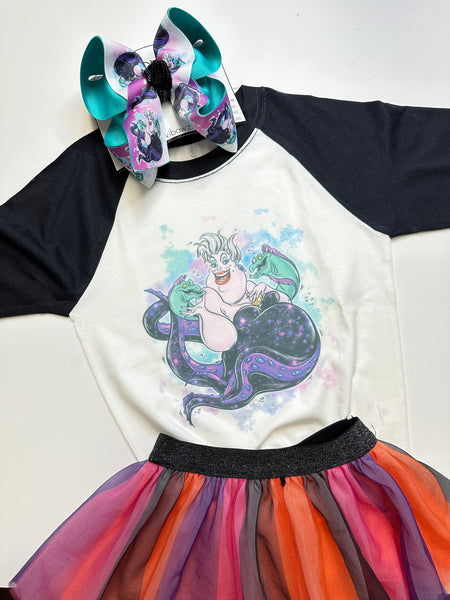 Ursula Inspired Tee Shirt  & Hair bow Bow & Tee Combo  ~ Movie Inspired Custom OOAK Exclusive Design by iBOWZ ~ Team Villain