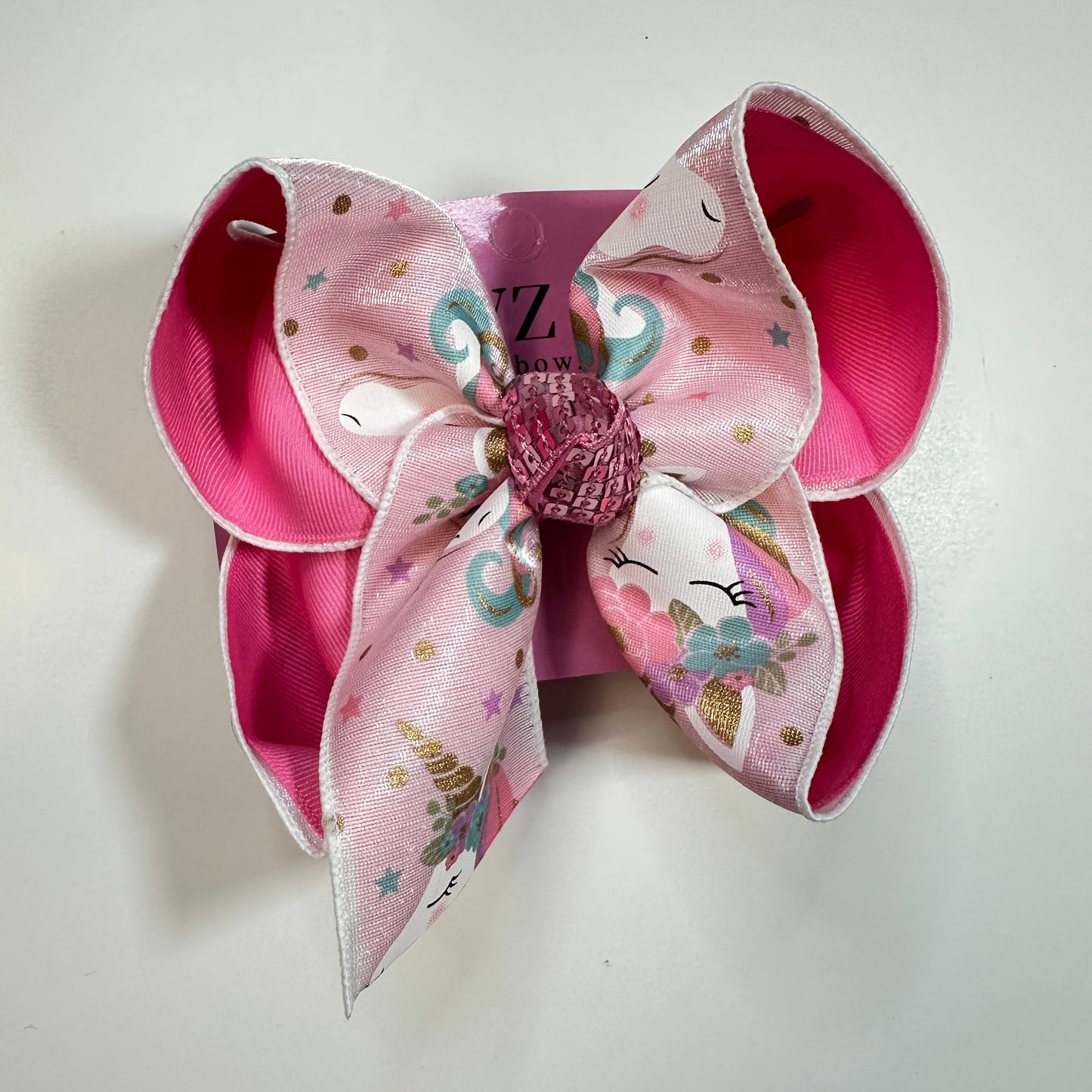 Fun Unicorn hair bow ~ Super Fun Unicorn Print double layer hairbow