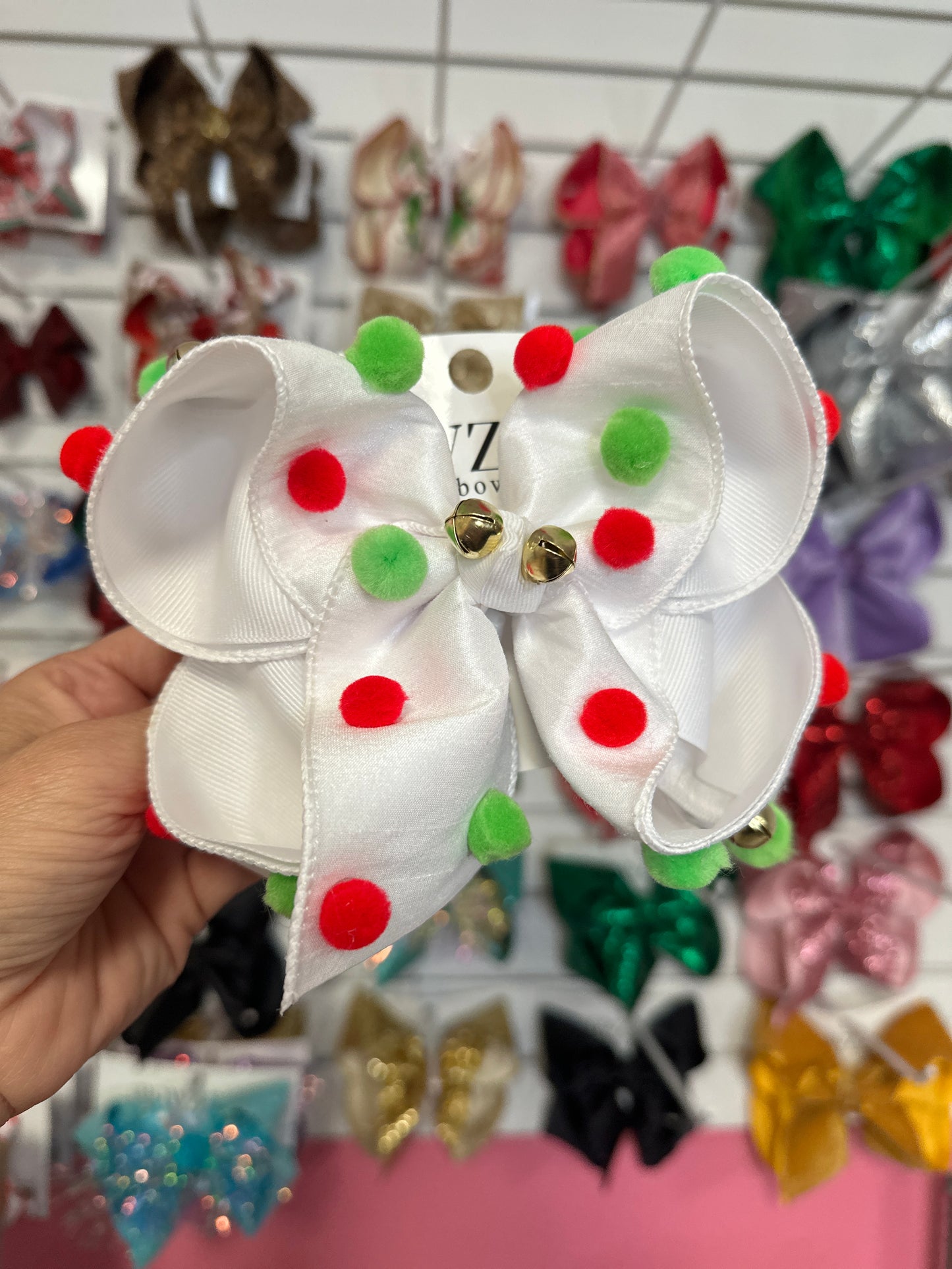 Jingle Bells Pompom Christmas Fun hair bows