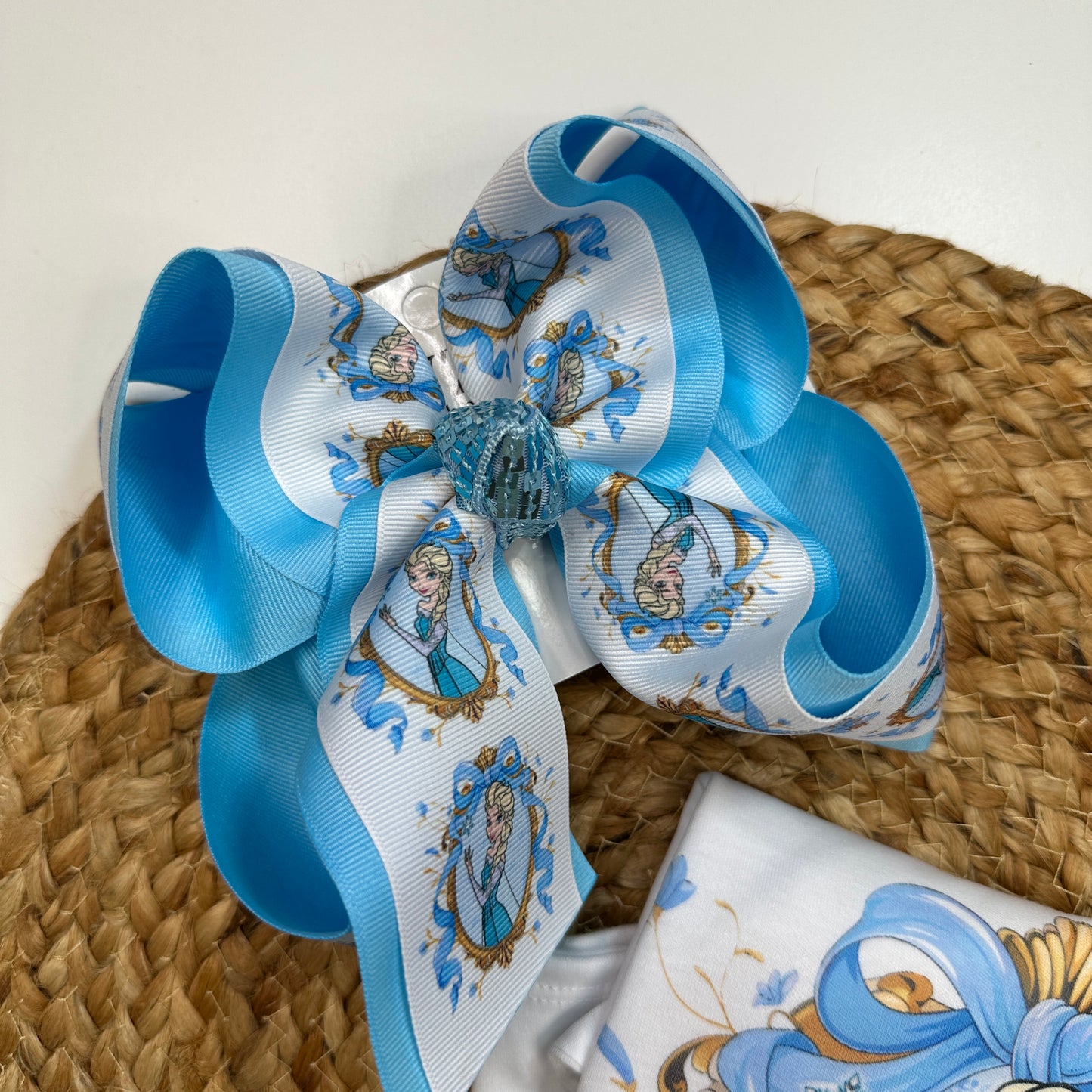 Elsa Frozen Coquette Inspired Tee Shirt + Matching bow ~ Choose your Girls  Favorite Princess