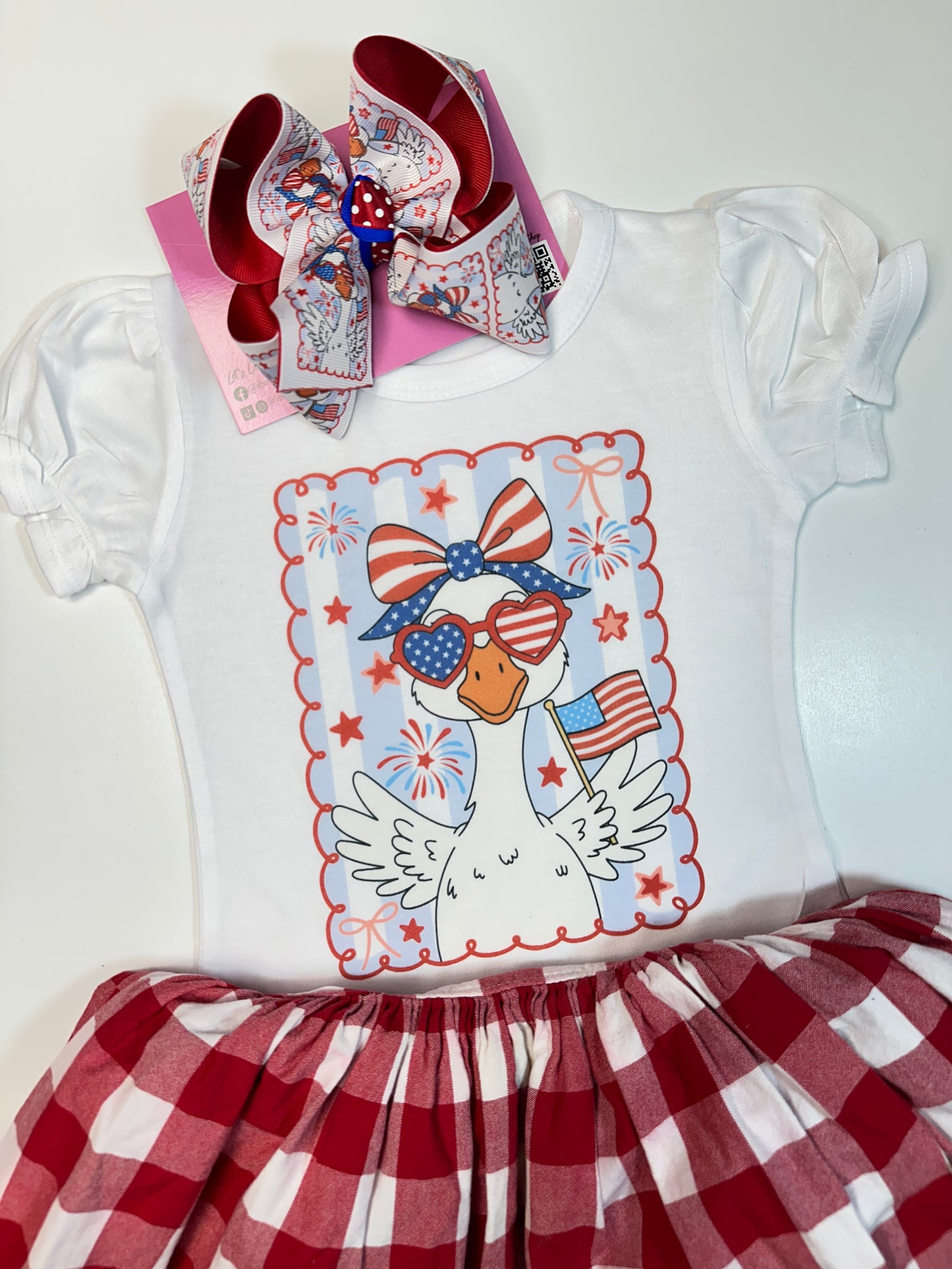 Trending RWB Silly Goose HairBow and Tee ~ She'll be  Trending for all yalls Festivities !!