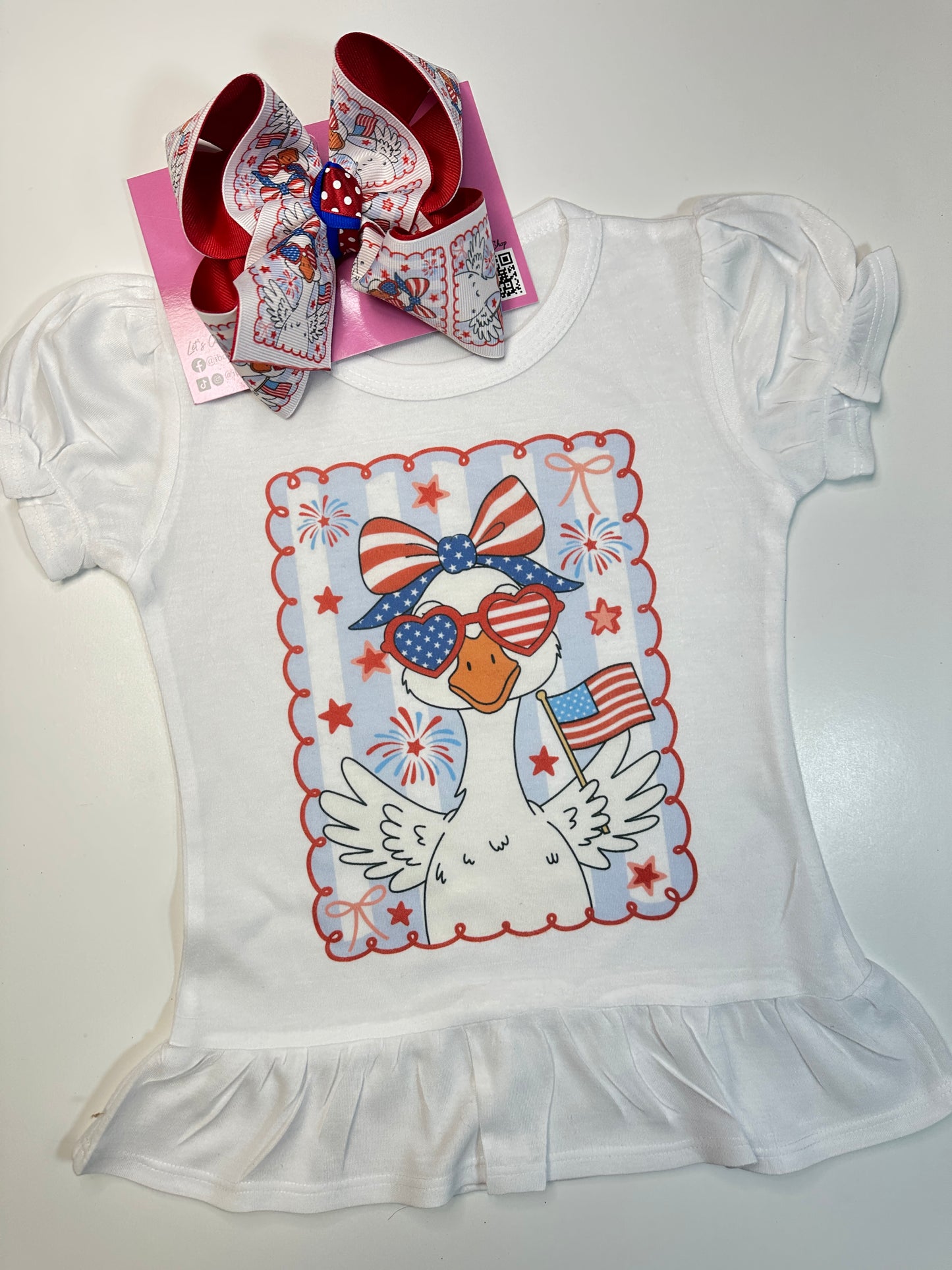 Trending RWB Silly Goose HairBow and Tee ~ She'll be  Trending for all yalls Festivities !!