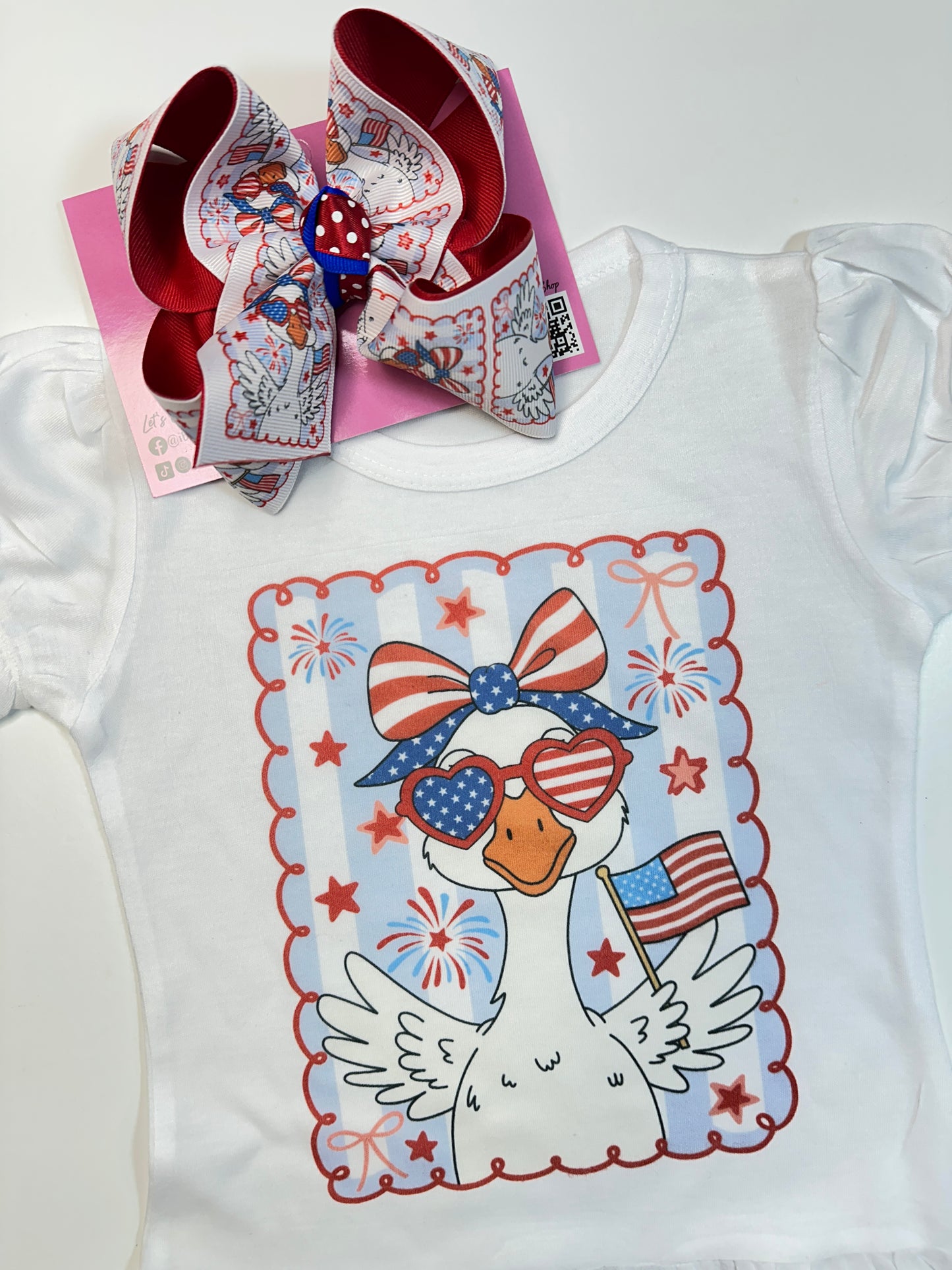 Trending RWB Silly Goose HairBow and Tee ~ She'll be  Trending for all yalls Festivities !!