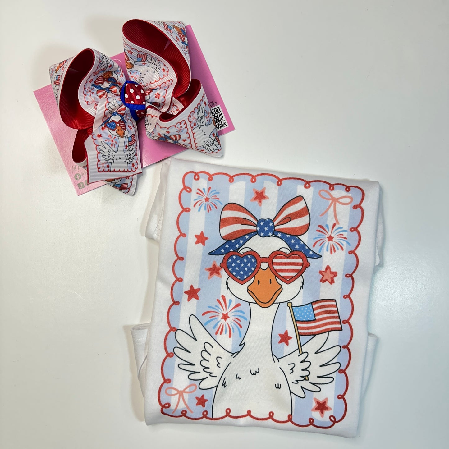 Trending RWB Silly Goose HairBow and Tee ~ She'll be  Trending for all yalls Festivities !!