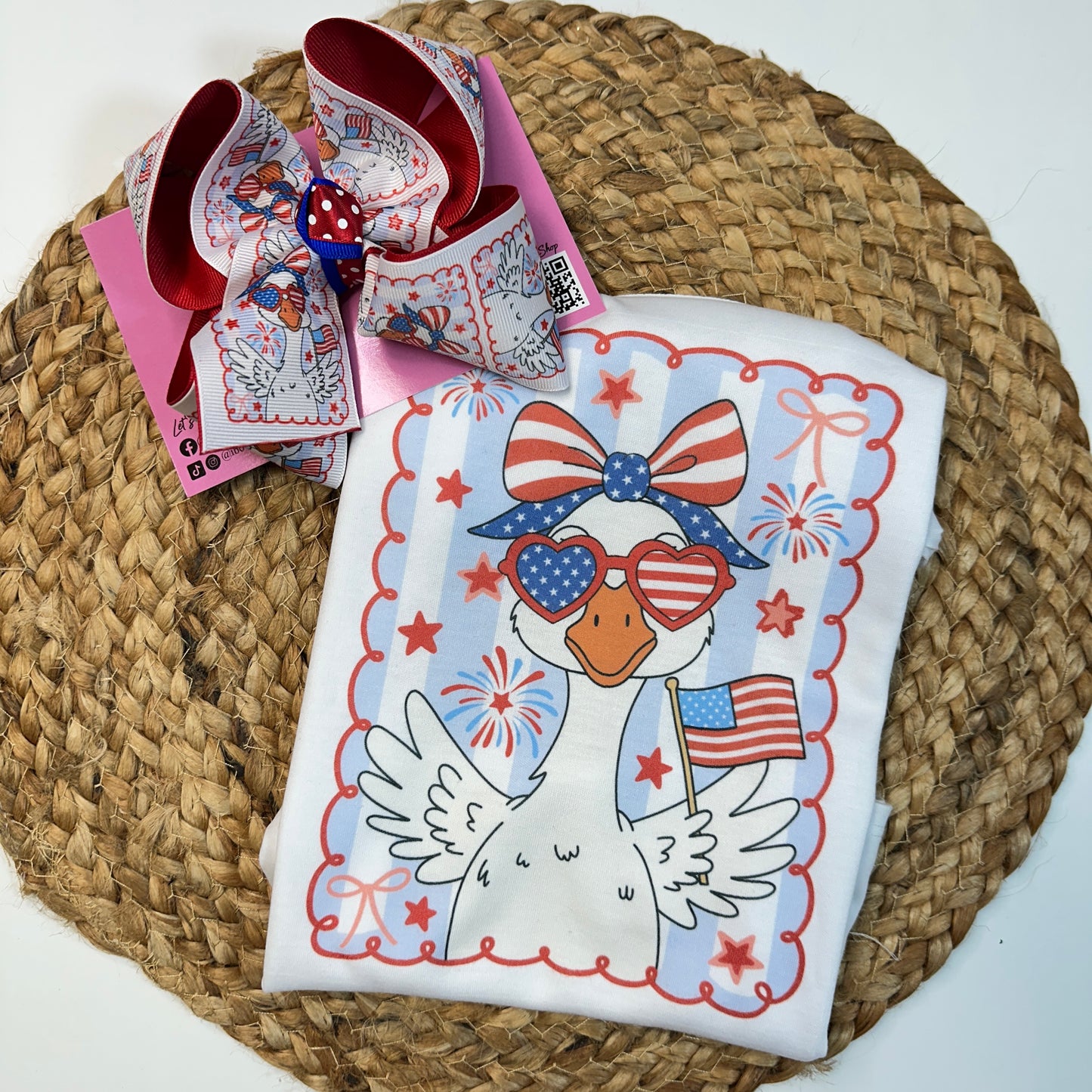 Trending RWB Silly Goose HairBow and Tee ~ She'll be  Trending for all yalls Festivities !!