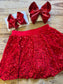 Red Metallic Double Layer Boutique Hairbow ~  Perfect for School or Sports Team ~ Ribbon Bow