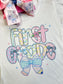 Floral Pink & Blue Grand Millennial Coquette School Grade Fun bow & Matching Tee  ~Choose Combo, bow only or tee only ~  Choose your Grades~   Exclusively at iBOWZ ~Perfect for Back to School & First day of School pics~  Limited Time Only