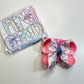 Floral Pink & Blue Grand Millennial Coquette School Grade Fun bow & Matching Tee  ~Choose Combo, bow only or tee only ~  Choose your Grades~   Exclusively at iBOWZ ~Perfect for Back to School & First day of School pics~  Limited Time Only