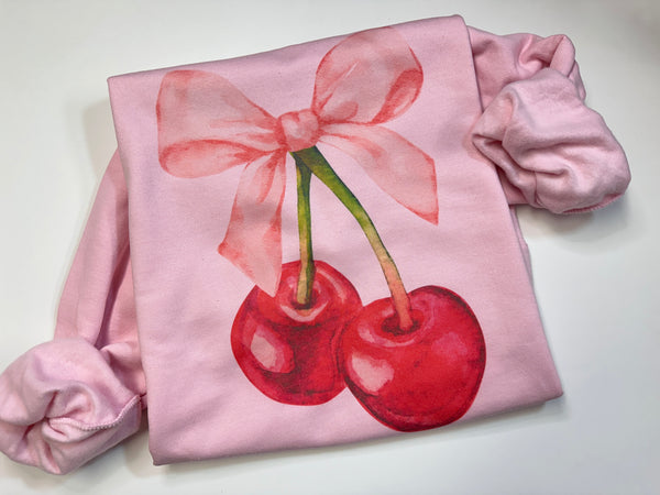 Trendy Bow & Cherry Vintage Graphic Shirts - Choose T-shirt or Sweatshirt ~ Ships in 3-5 days ~ Custom Made~ please read descriptions before ordering