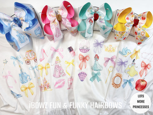 Choose your Disney Princess T- Shirt  & Matching Hairbow ~ Disney Inspired Custom OOAK Exclusive Design