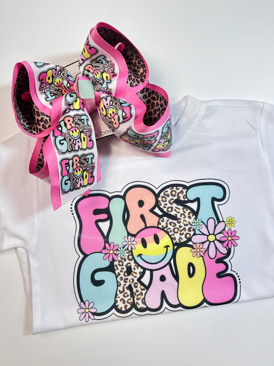 School Grade Fun bow & Matching Tee  ~ Choose your Grades~   Exclusively at iBOWZ ~Perfect for Back to School & First day of School pics~  Limited Time Only