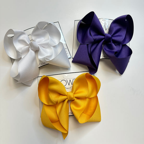 LSU Basic Solid Grosgrain bows ~ Solid Color hairbows - Bundle or Choose One