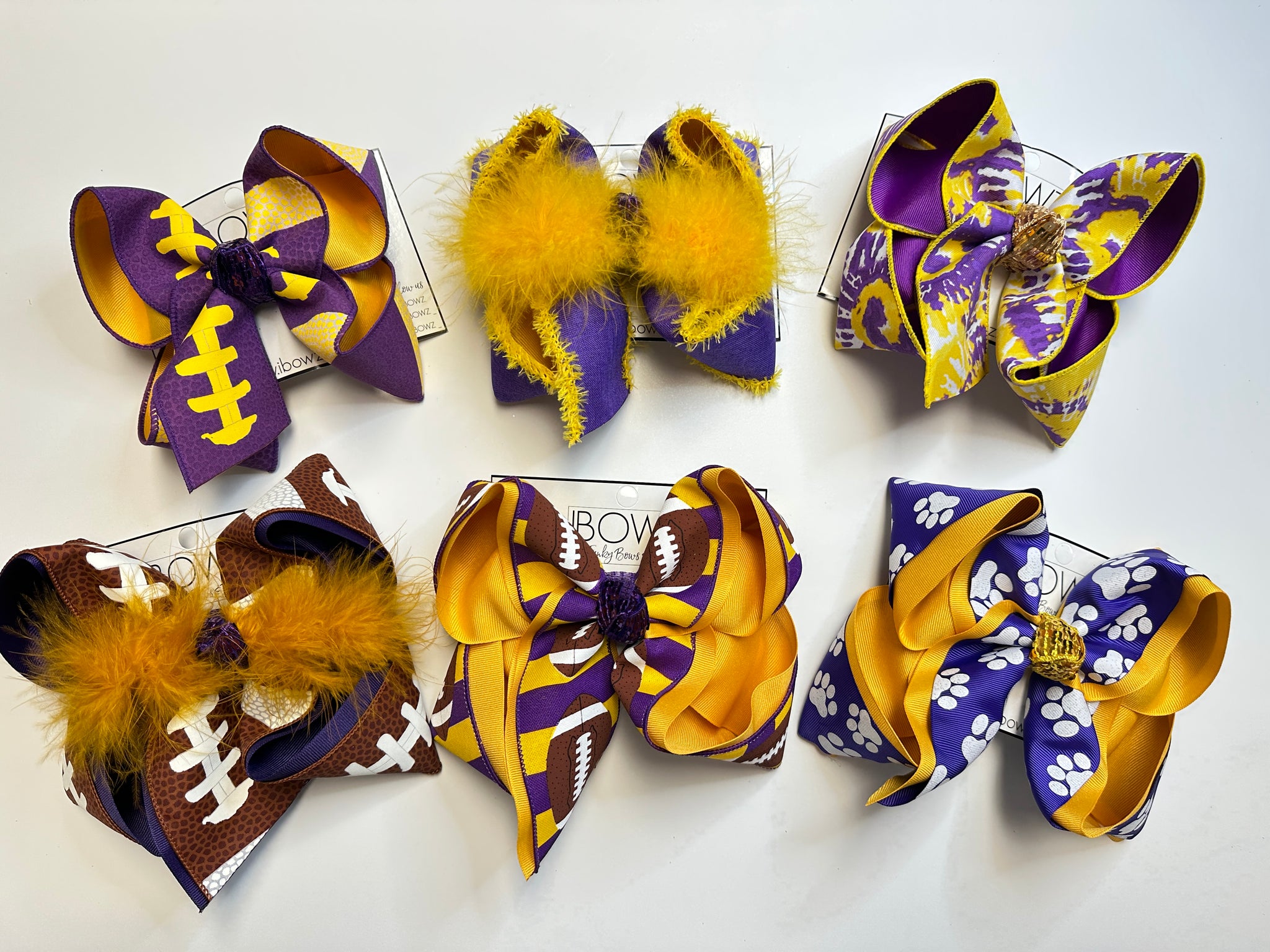 LSU Purple & Gold Large & XLG Fun Bows ~ Tiger Pride Fun iBOWZ hair bow | Game day bow | Sprit hair bow