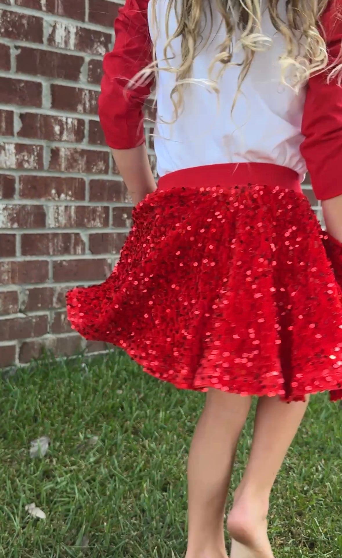 New Red Sparkly Sequin Twirl Skirt Designed for your Twirl Girls who Love to Sparkle