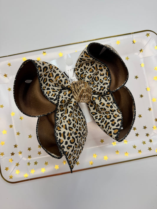 Leopard Print Fall Hairbow ~ Neutral Hair bow for Girls and Everyday Autumn