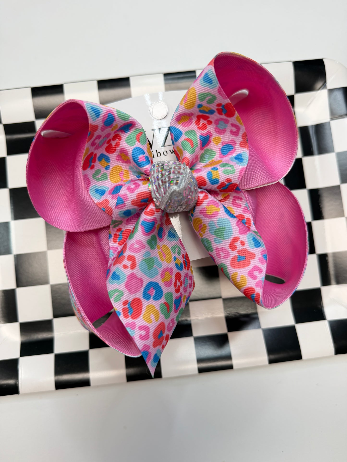 Rainbow Leopard Print Fun Hairbow ~ Colorful Girls' Hair Bow