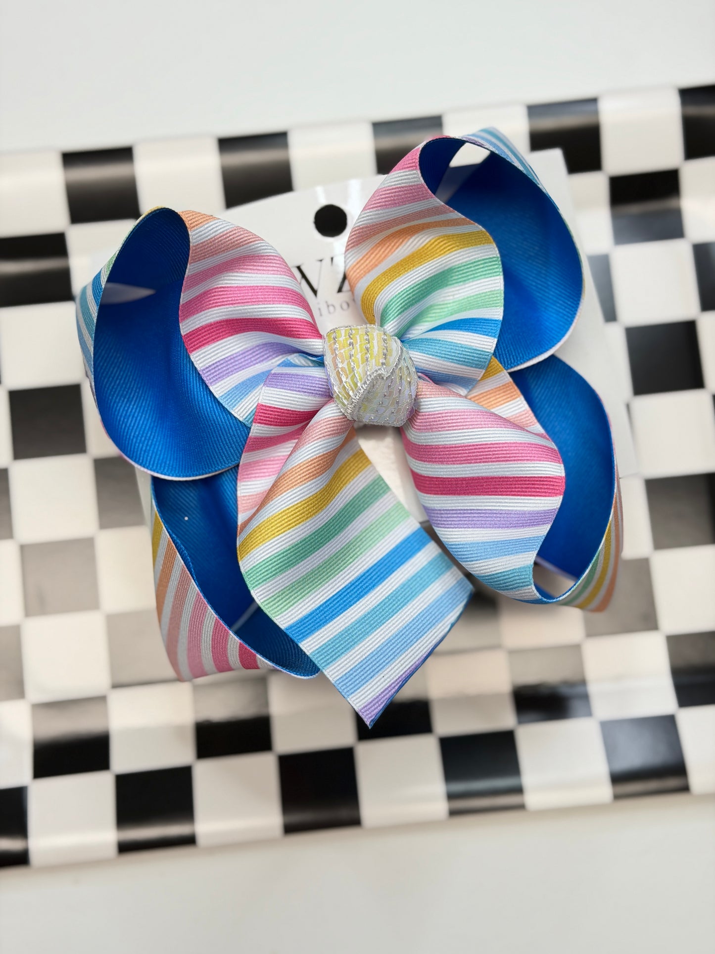 Rainbow Striped Fun Hairbow ~ Colorful Girls' Hair Accessory