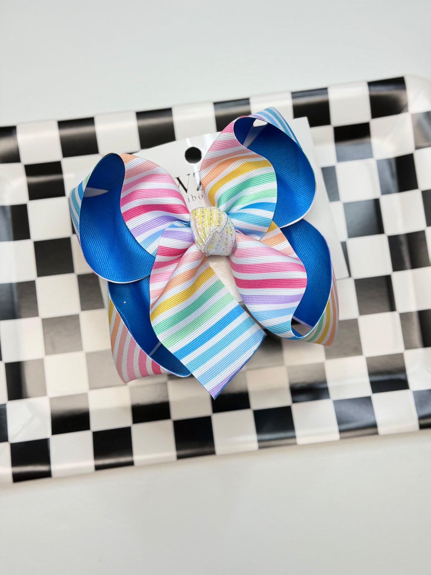 Rainbow Striped Fun Hairbow ~ Colorful Girls' Hair Accessory