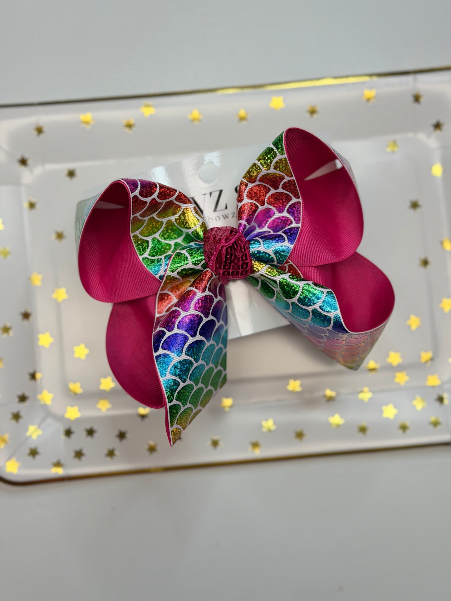 Mermaid Holographic Print Fall Hairbow ~  New Limited Edition hair bow for Girls
