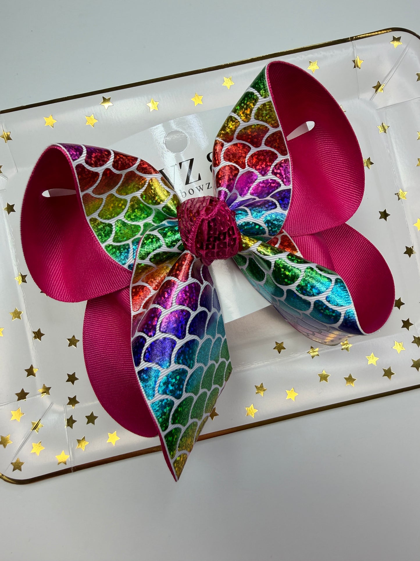 Mermaid Holographic Print Fall Hairbow ~  New Limited Edition hair bow for Girls