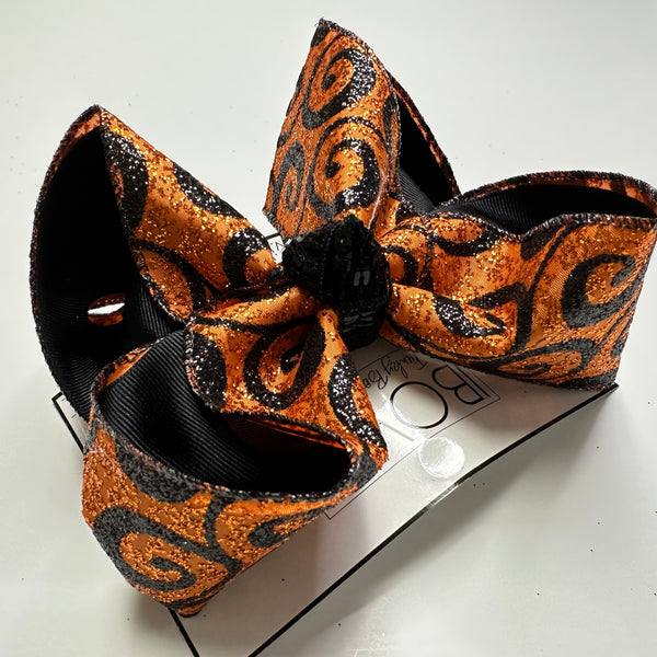 Sparkly Glitter Swirl Fun Halloween Bow ~Spooky Season ~ Limited Time & Limited Quantiles Halloween Fun HairBow