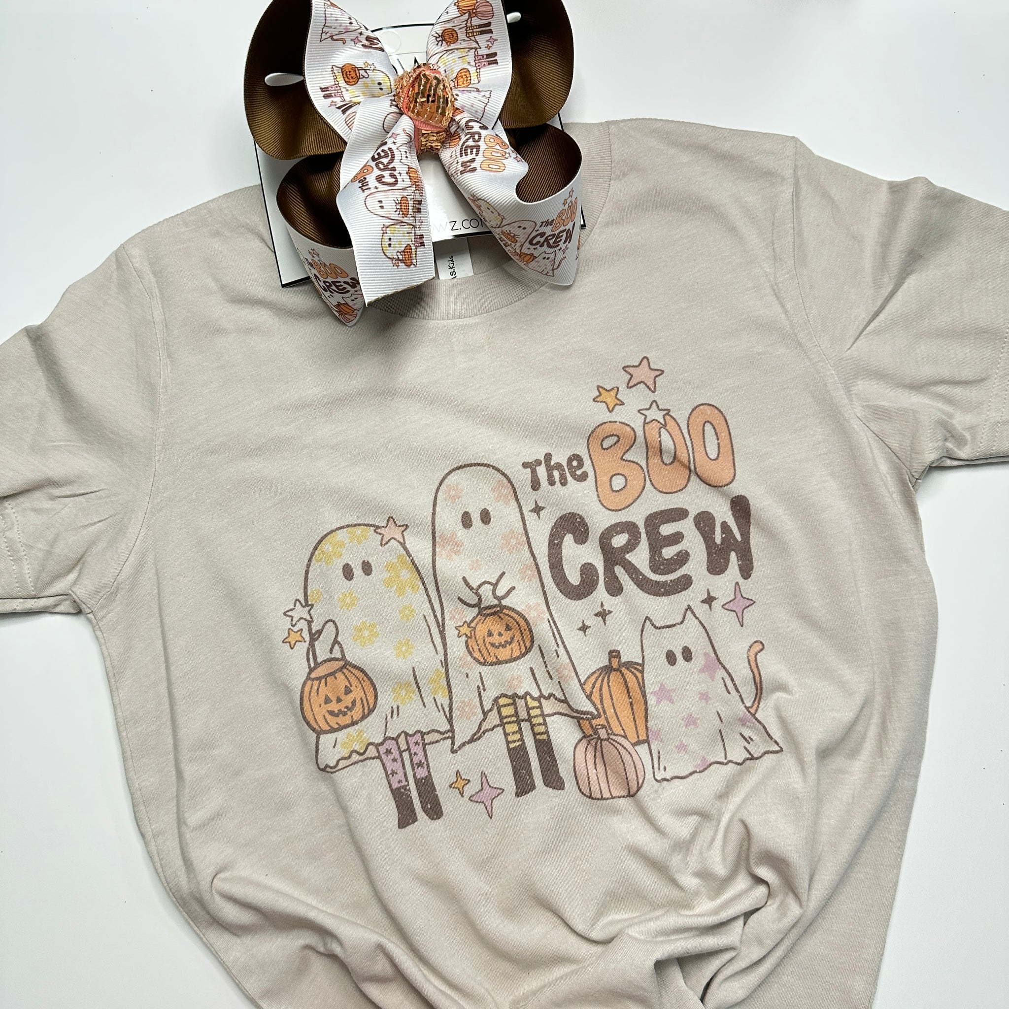 The Boo Crew  Tee and Matching Hair bow Combo ~ Matching Hairbow and T-shirt ~ Halloween Spooky Season  ~ Exclusive iBOWZ design