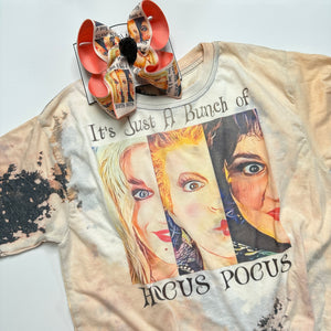 Combo Shirt and Bow ~ The Witches are Back ~ Inspired by Hocus Pocus Sanderson Sisters Bleached Tee & Matching Hairbow