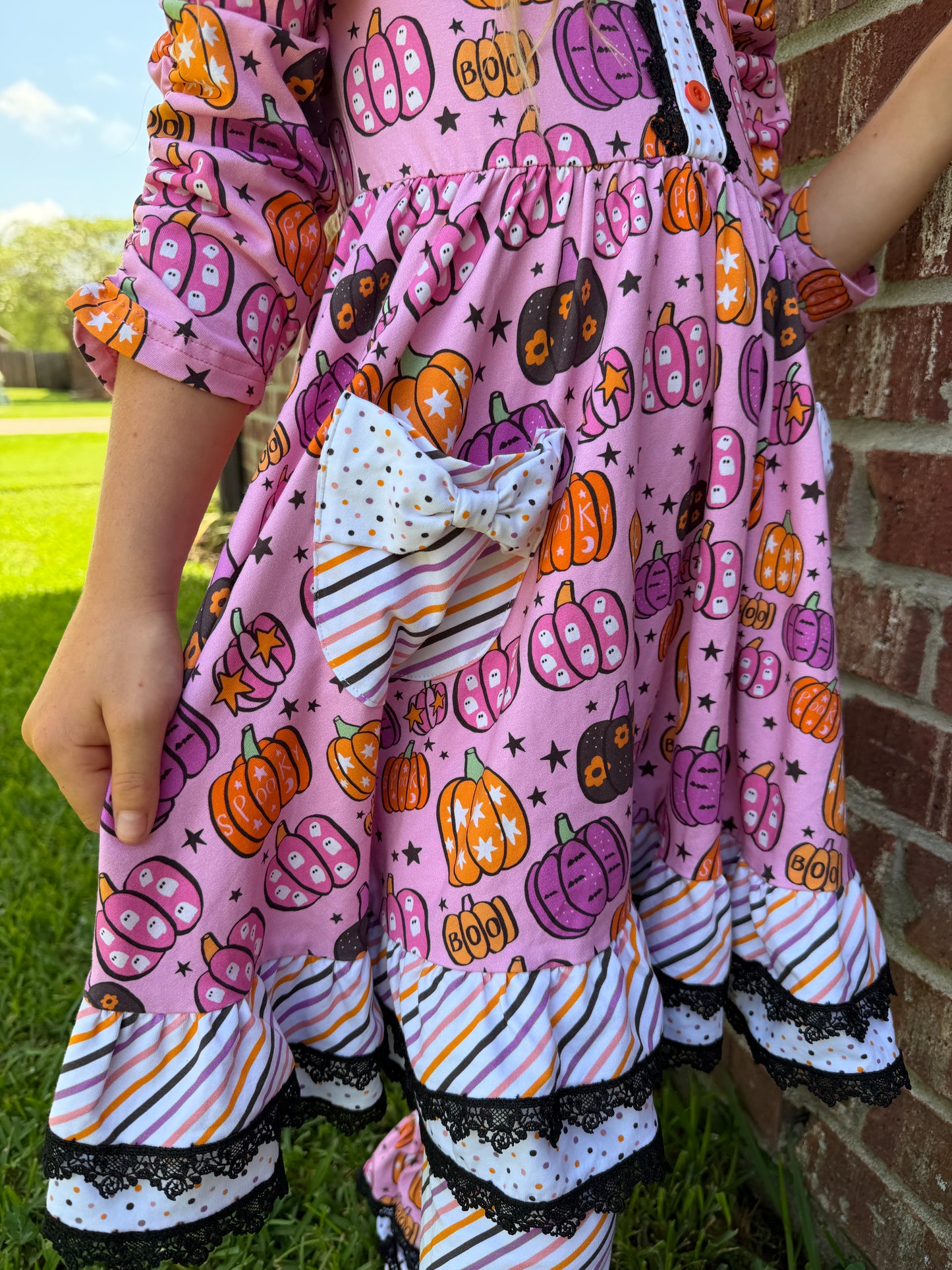 Magnolia Rose Pumpkin Ruffle Leggings  ~ Girls Fall Halloween Ruffle Leggings with Lots of Ruffles and  Lace and all the Extras