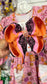 Halloween Selah Hairbow ~ Made to Match the New Halloween Selah Dress  ~ Black lace layered on Hot Pink and Orange with a Irridecent Sequin Knot ~ Preorder Now Limited Time Only PO ends Sunday 8/23