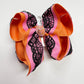 Halloween Selah Hairbow ~ Made to Match the New Halloween Selah Dress  ~ Black lace layered on Hot Pink and Orange with a Irridecent Sequin Knot ~ Preorder Now Limited Time Only PO ends Sunday 8/23