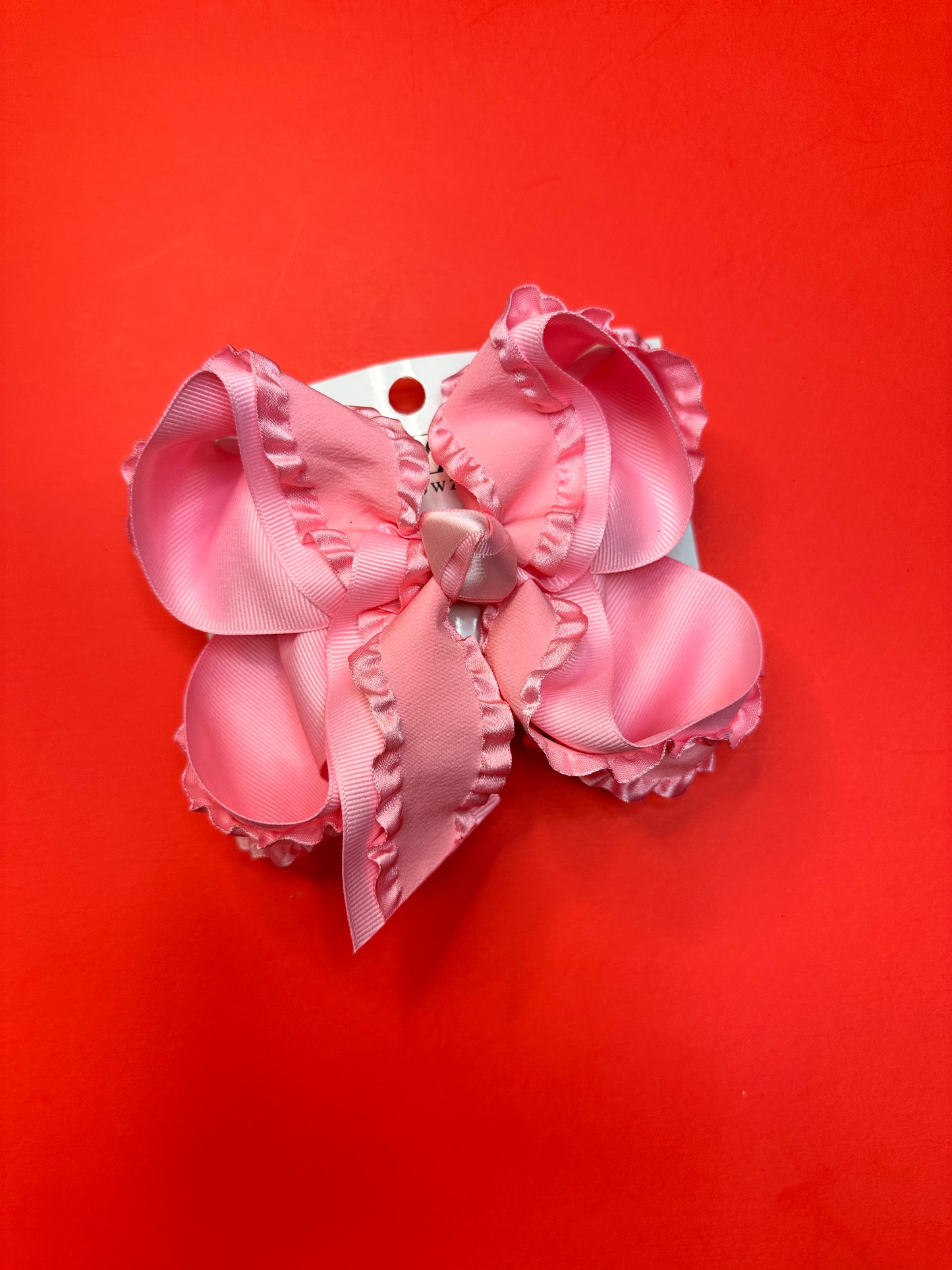 Pink  Double Ruffle Ribbon Bow ~ Choose your Bow size ~ Perfect for Valentines & Every Day Bow