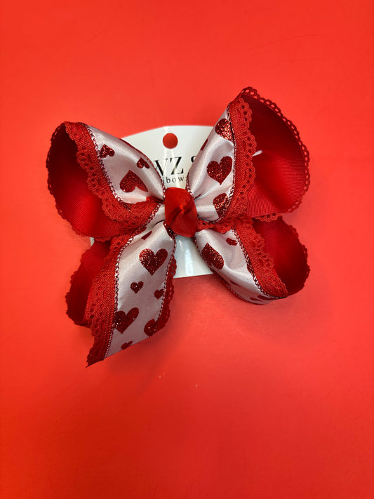 Valentine Scalloped Heart Fun Bow ~ Choose your Bow size ~ Perfect for Valentines