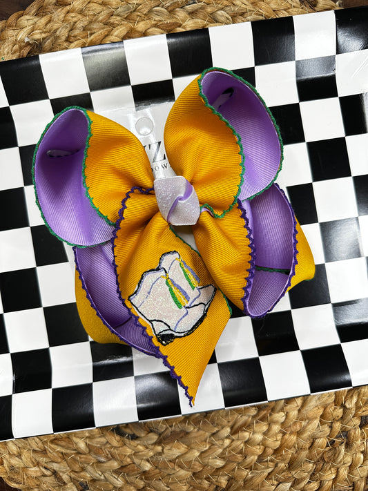 Mardi Gras Hairbow ~ Shake Your Booties off ~ Monogram Fun Bow for all your Mardi Gras Parades ~ Ribbon bows