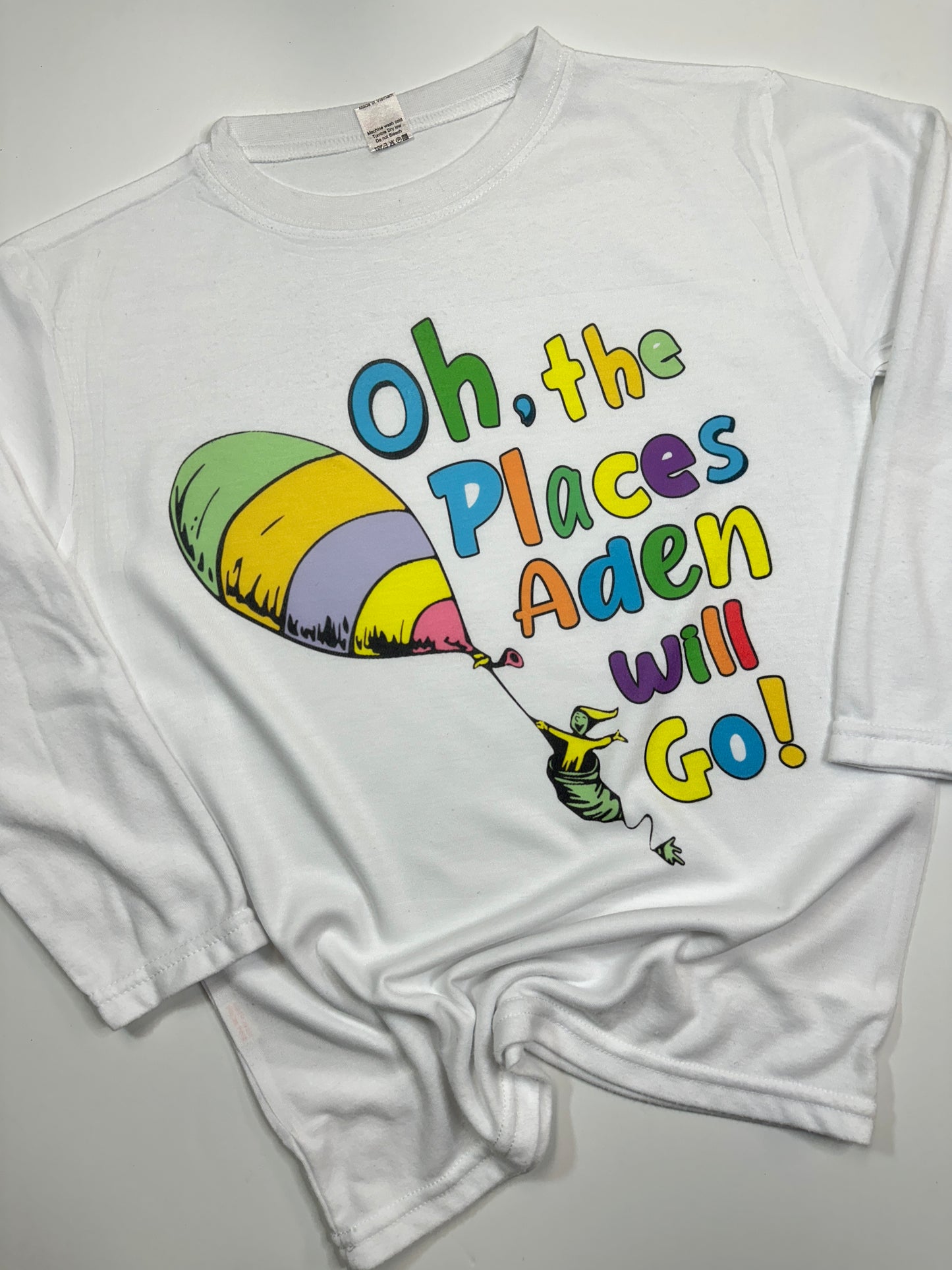 Boy Version of Oh the Place you you will go - Personalized Name Tee Shirt~ National Reading Month