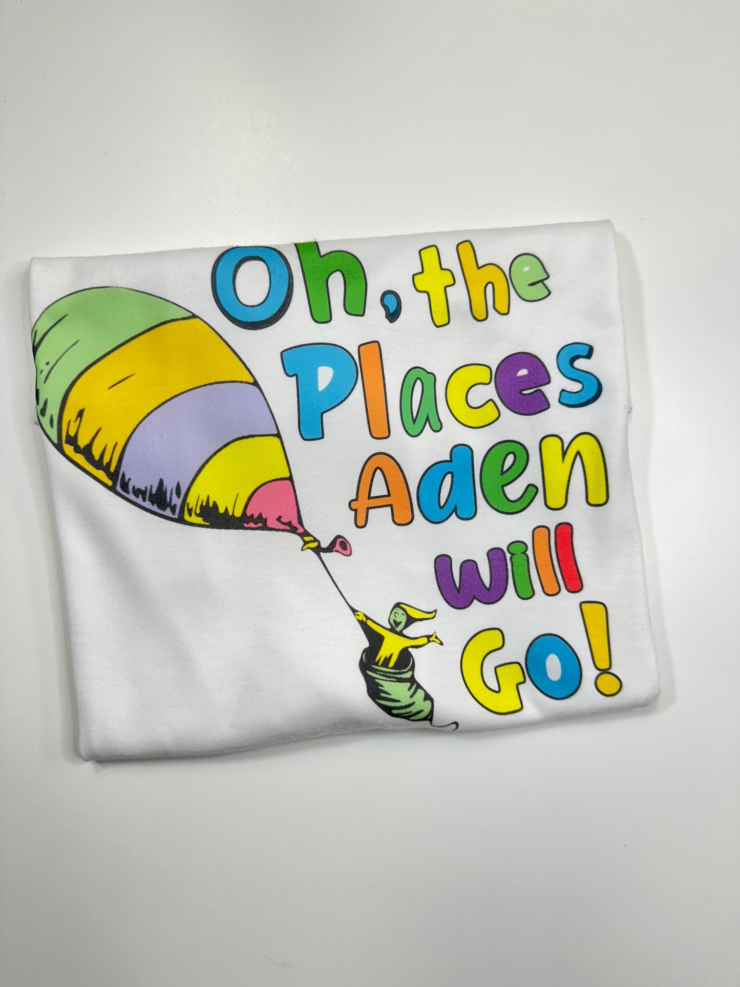 Boy Version of Oh the Place you you will go - Personalized Name Tee Shirt~ National Reading Month