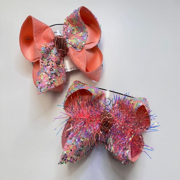 Coral Sequin Fun Bows  ~ Collect them All or Choose your Colors ~ Preorder for a Limited Time Only