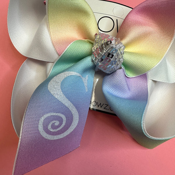 Ombre Pastel Monogram Hair bow ~Perfect bow for your girls for every day