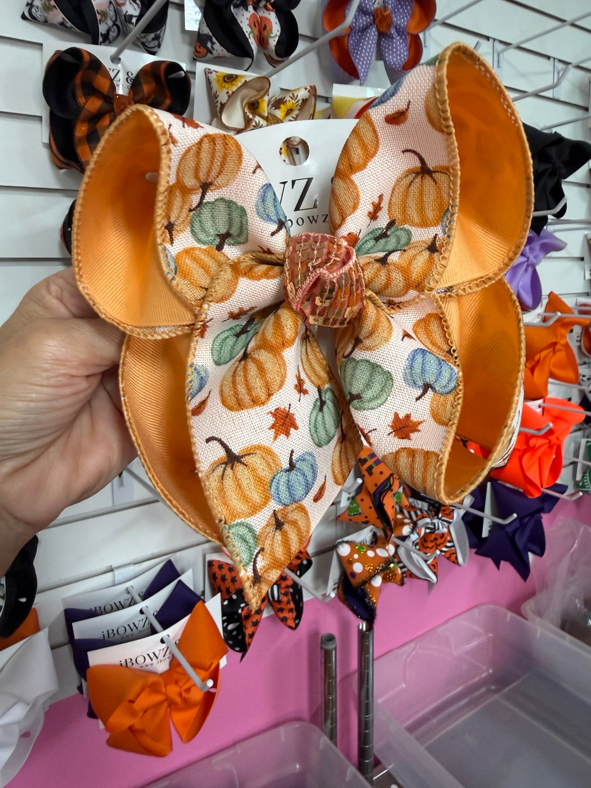 Fall pumpkin print iBOWZ hairbow